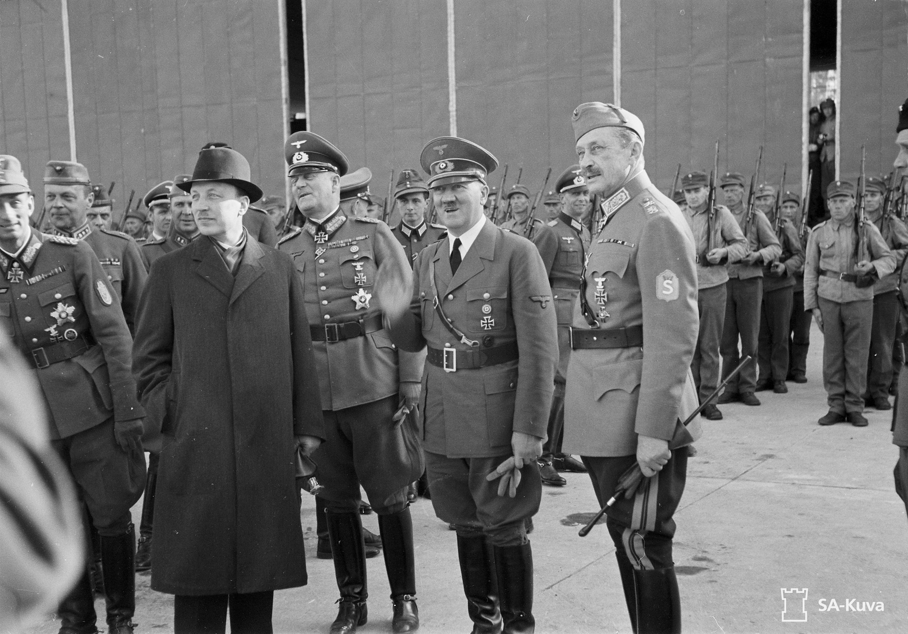 Adolf Hitler with Mannerheim before his departure after his visit in Finland 